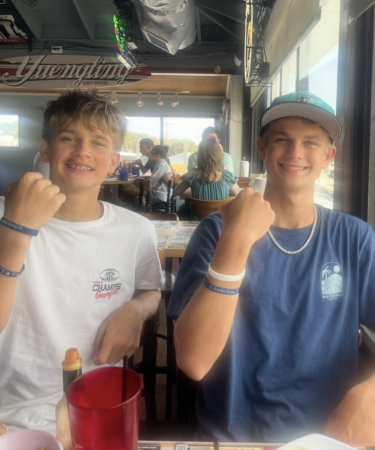 Wearing Brayden Strong bracelets in support of our friend Brayden